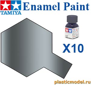 Tamiya 80010, X-10 Gun Metal metallic, enamel paint 10 ml. (Оружейная Сталь металлик, краска эмалевая 10 мл.)
